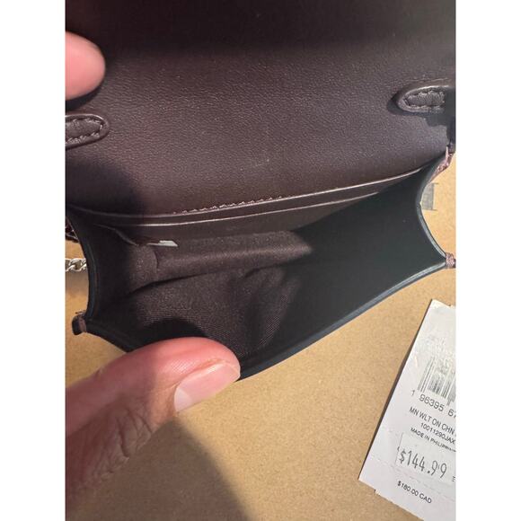 Coach NWT Mini Bow Print Wallet On Chain Mini Purse - Picture 9 of 10